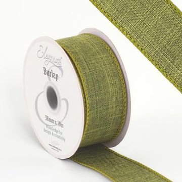 Eleganza Wired Edge Burlap 38mm x 10m Sage Green No.51 - Ribbons